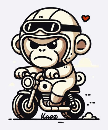 Kleiner Biker-Affe auf kleinem Motorrad