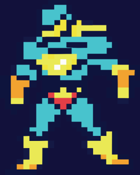 Plongez dans l'univers des jeux vidéo rétro avec ce super-héros pixelisé, Sammy. Ses couleurs vives et son style vintage rappellent les clas...
