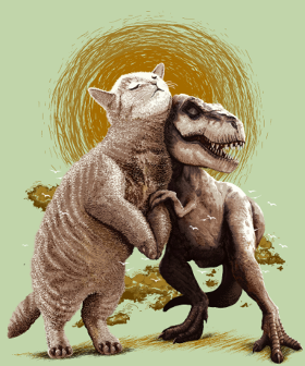 Motif Chats et Dinos Amis : L'Aventure Décalée personnalisé sur vêtement