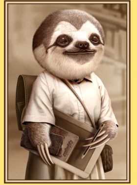 Motif Le Paresseux Écolier personnalisé sur vêtement