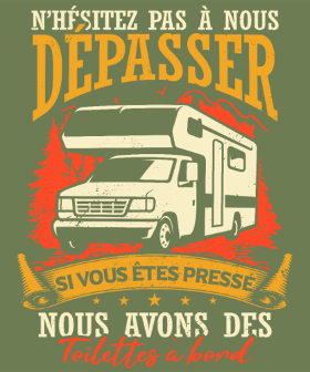 Motif Drôle de Campeur en Camping-Car: Mes Vacances Parfaites! personnalisé sur vêtement