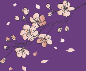 Motif Line Art Fleurs de Cerisier personnalisé sur vêtement