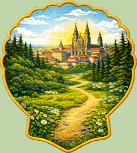 Motif T-shirt Chemin de Compostelle : L'Aventure du Pèlerinage personnalisé sur vêtement