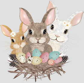 Motif Famille de Lapins de Pâques Pastel Adorables personnalisé sur vêtement