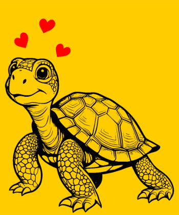 Tortue Mignonne et Cœurs Doux