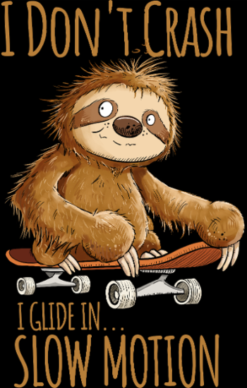 Paresseux Skateboarder - 'I Don't Crash' - T-shirt Relax