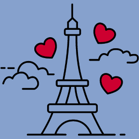 Laissez-vous emporter par la magie de Paris avec ce motif enchanteur. La Tour Eiffel emblématique, entourée de cœurs flottants, capture l'es...
