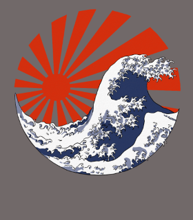 Admirez le chef-d'œuvre de Kanagawa revisité avec le Soleil Levant et le Yin-Yang. Un t-shirt unique pour les amateurs d'art et de culture j...