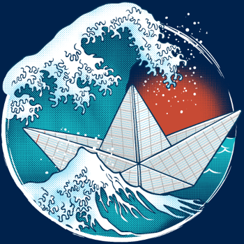 Bateau Origami dans la tempête