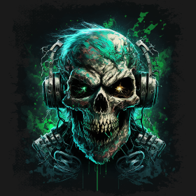 Motif Zombie Métalleux au Casque Audio personnalisé sur vêtement