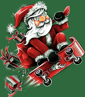 Adoptez un look décalé avec notre t-shirt 'Père Noël Skateur Fou'. Parfait pour Noël, les fans de skate et d'humour. Cadeau original garanti...