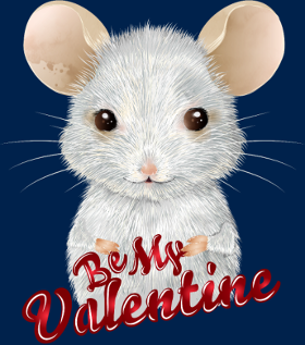Motif Adorable Souris Blanche de la Saint-Valentin personnalisé sur vêtement