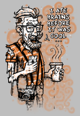 Motif Hipster Zombie : Le Style Avant l'Heure personnalisé sur vêtement