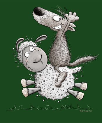 Loup Cavalier & Mouton Rigolo