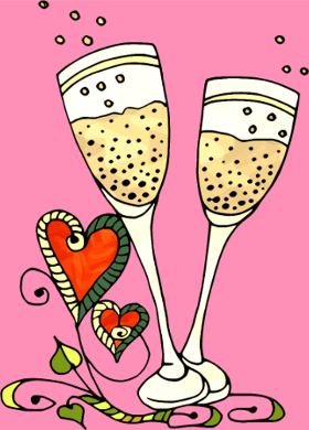 Motif Verres Cœurs & Fêtes personnalisé sur vêtement