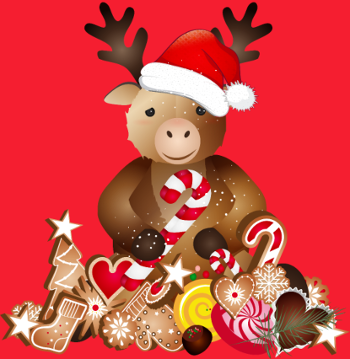 Renne de Noël Adorable avec Chapeau