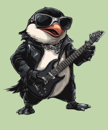 Pinguin Rocker Guitariste Heavy Metal
