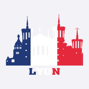 Lyon City Skyline France Landmark Map