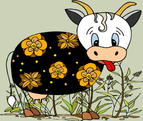 Motif La Vache Joyeuse personnalisé sur vêtement