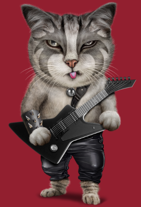 Rockez avec le t-shirt "Metalcat" ! Un chat métalleux pour les guitaristes et fans de musique qui aiment les félins au tempérament bien trem...