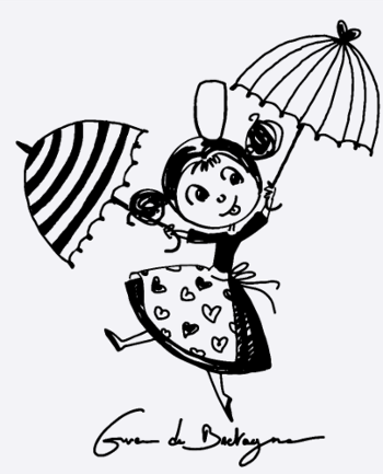 bigoudène avec parapluies