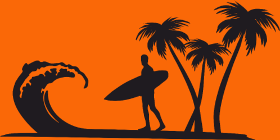 Motif Surfeur Vague Palmiers personnalisé sur vêtement