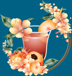 Motif Cocktail Pêche en Fleurs: Douceur Estivale à imprimer
