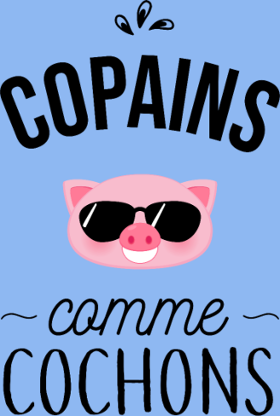 Motif Copains comme Cochons - Duo d'Amis personnalisé sur vêtement