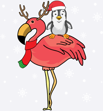 Christmas Funny Flamingo Reindeer Penguin Santa