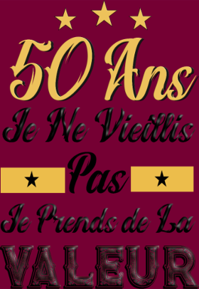 Fêtez 50 ans avec style et humour ! Ce t-shirt affirme avec fierté que l'âge n'est qu'un chiffre, et que la valeur ne fait qu'augmenter. Un ...