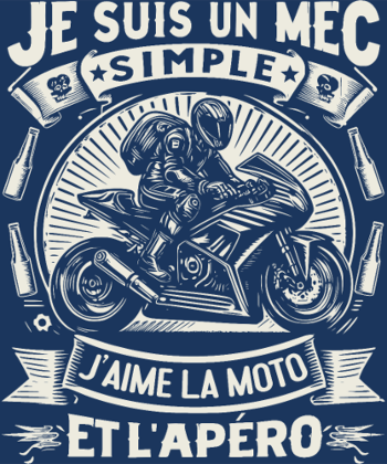 T-Shirt Humour Moto & Apéro - Pour Mec Simple