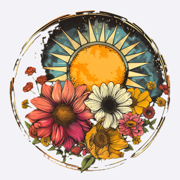 Sonne mit Blüten