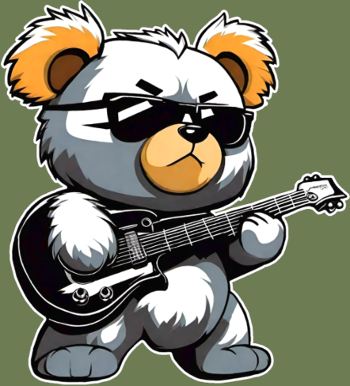 Ours en Peluche Heavy Metal à la Guitare