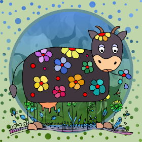 Motif La Vache Mignonne personnalisé sur vêtement