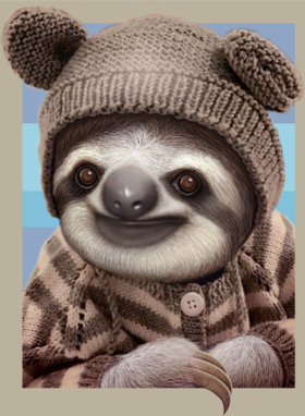 Motif Bébé Paresseux en Pull Hivernal à imprimer