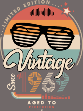Motif Vintage Depuis 1969 : L'Année Légendaire personnalisé sur vêtement