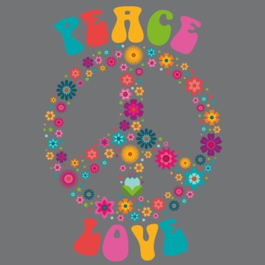 Hippie Kopftuch mit Peace Zeichen Bunt Flower Power Haartuch 60er Jahre Bandana 