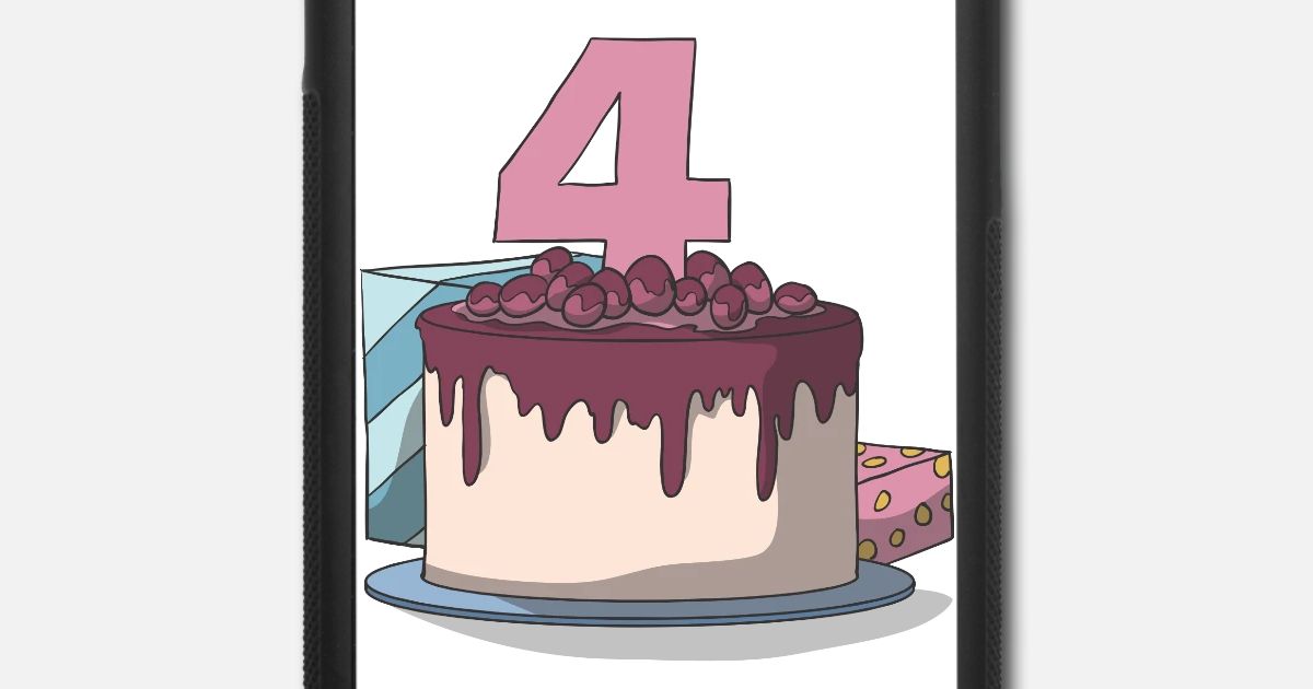 Gateau D Anniversaire Anniversaire Des Enfants 4e Anniversaire Coque Elastique Iphone Spreadshirt