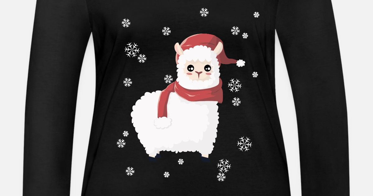 Alpaca Kameel Met Kerstmuts Vrouwen Bio Longsleeve Spreadshirt