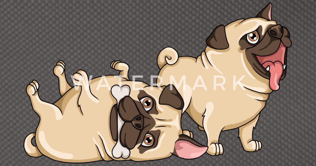 Pug lindo perro amigo dibujos animados ilustración pugs' Riñonera |  Spreadshirt