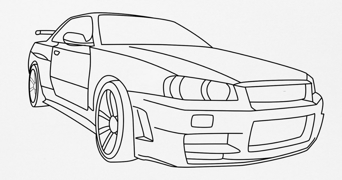 Skyline Gtr R34 Illustration Alfombrilla De Raton Spreadshirt