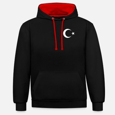 Turquie Drapeau turc noir - Sweat à capuche contrasté unisexe