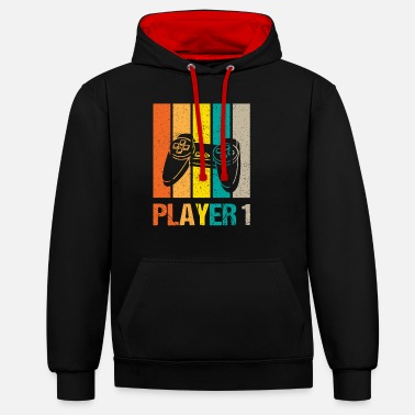 Couples Player 1 Player 2 Gamer Father Son Matching look - Unisex Contrast Hoodie
