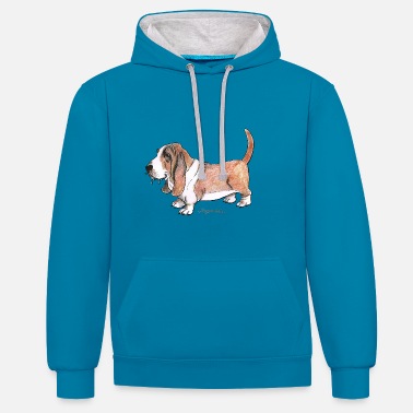 Hund Basset hound - Kontrast hoodie unisex