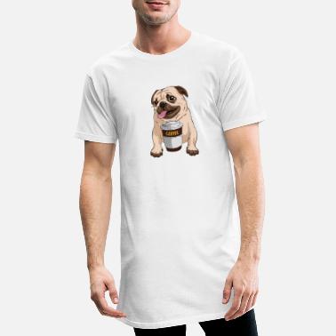 Carlin, chien, café, amoureux des chiens, boire du café - T-shirt long Homme