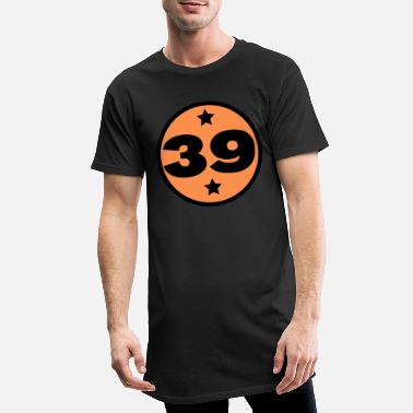 Stjerne 39 trettini sirkel oransje svart alder bursdag - Lang T-skjorte for menn
