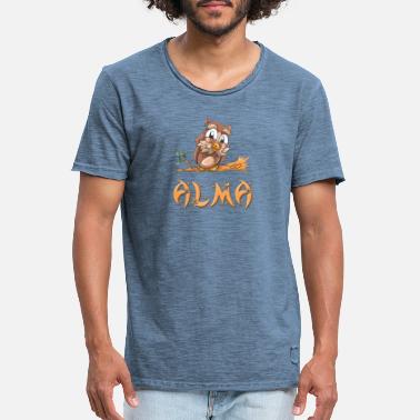 Alm Owl Alma - Vintage T-skjorte for menn