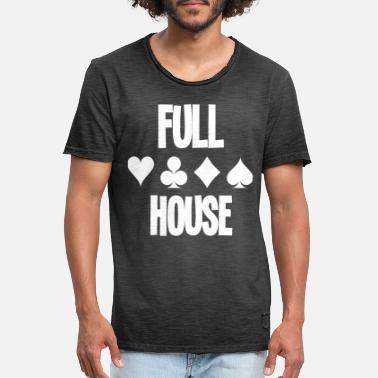 Full House Pokeri sanoo FULL HOUSE valkoinen - Miesten vintage t-paita