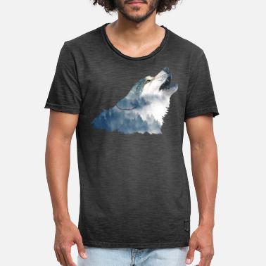 Loup Gris Loup gris montagnes nature protection du climat loups cadeau - T-shirt vintage Homme