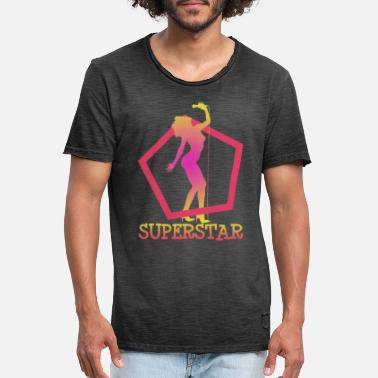 Mikro Superstar laulaa mikro-supertähtiä laulaa mikro - Miesten vintage t-paita